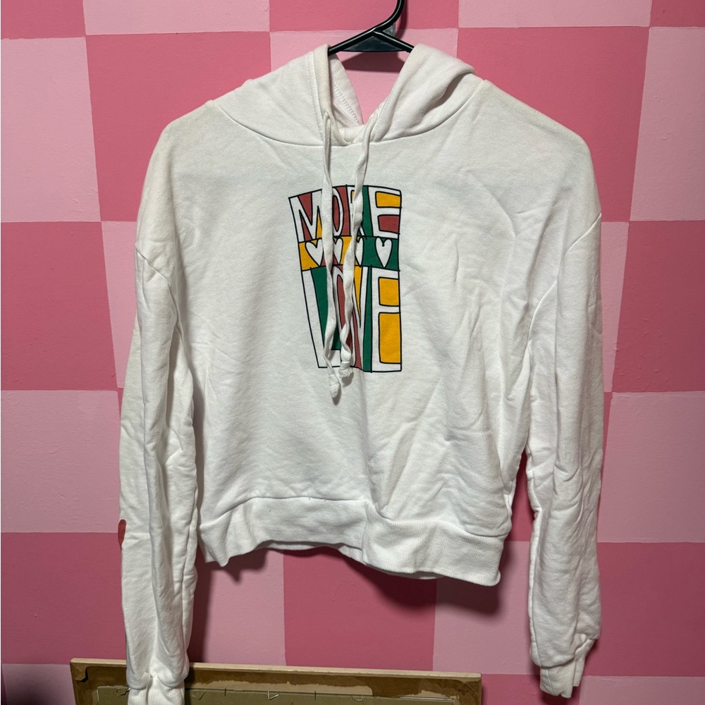Mighty Fine White Hoodie with Colorful Graphic